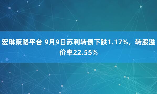 宏琳策略平台 9月9日苏利转债下跌1.17%，转股溢价率22.55%