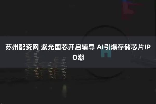 苏州配资网 紫光国芯开启辅导 AI引爆存储芯片IPO潮